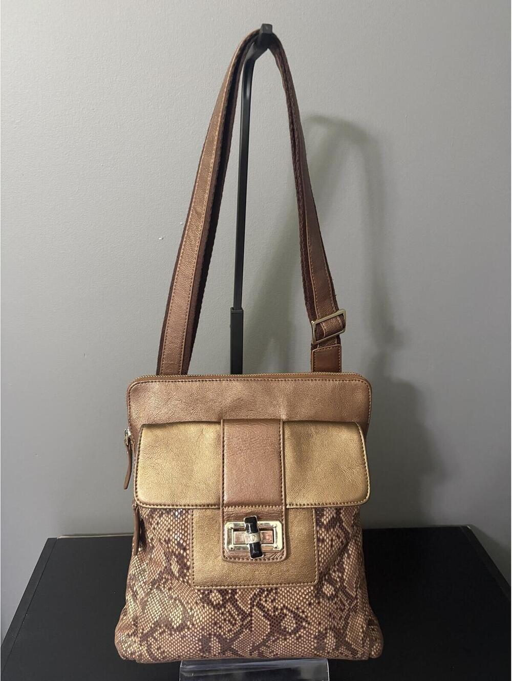Original by Sharif 1827 Metallic Gold Reptile Crossbody Bag